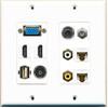 RiteAV - (SVGA Plate 2 HDMI Coax 2 Cat6 RCA White/Yellow 3.5mm Toslink USB Wall Plate