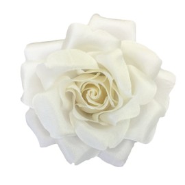 M&S Schmalberg Silk Rose Flower Pin Brooch Off-White (Light Ivory) Silk Flower Hand-made in New York's Garment Center (American Made)