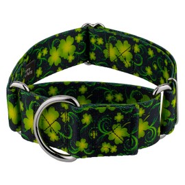 Country Brook Petz - Clovers in The Wind Martingale Dog Collar - Irish Pride Collection with 1 Lucky Design (1 1/2 Inch, Extra Large)
