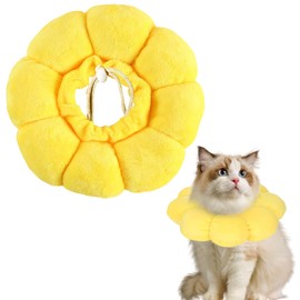 DAWRIS Adjustable Cat Cone Collar Soft, Cute Recovery Sun Flower Donut Collar for Kittens Puppies, Cone of Shame to Prevent Licking Biting After Surgery