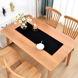 Farmhouse Rustic Table Runner Black Faux Linen Double Layer Table Runners Thick Reversible Short Table Runner 36 inches for Kitchen Dining Dresser Coffee Table Holiday Banquet Party 13x36 Inch