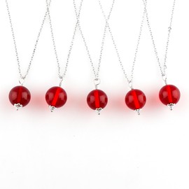 GEMKORA Real Red Amber Ball Pendant Necklace, Polished Gemstone, Healing Crystals, 925 Sterling Silver Jewelry 18 inch, AA+ Grade