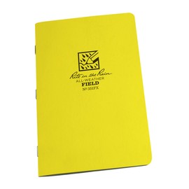Rite in the Rain Weatherproof Stapled Notebook, 4.625" x 7", Yellow Cover, Field Pattern, 3 Pack (No. 351FX)