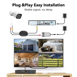 VORGUT Wired Security Camera System Outdoor, 4CH 5MP Lite AHD DVR with 500G Hard Drive, 4 x 5MP Wired CCTV Camera, Indoor/Outdoor Surveillance DVR Kit with Human Detection, Night Vision