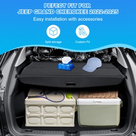 AUXKO Retractable Cargo Cover for Jeep Grand Cherokee(2 Row; WL) 4XE 2025-2022, Trunk Cover Security Cover for 2025 Grand Cherokee Shielding Shade Anti-Peeping Luggage Privacy Screen, Carbon Fiber