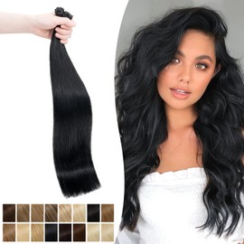 Silk-co I tip Prebonded Hair Extensions #01 Jet Black Stick Tip 100% Real Human Hair Remy Stick Hair Extension 50 Strands 1g/s 18inch