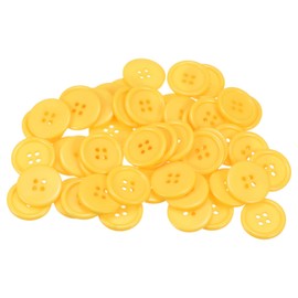 HARFINGTON 50pcs 36L Sewing Buttons 7/8"(23mm) Resin Round Flat 4-Hole Craft Buttons for Sewing Clothing and DIY, Yellow