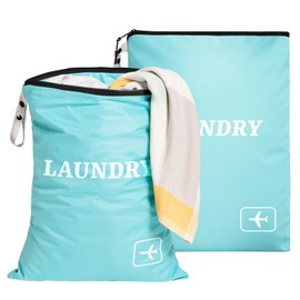 NADSSJL Pack of 2 Laundry Bags Travel - Waterproof Laundry Bags Travel with Zip in 2 Sizes. Foldable Dirty Laundry Bags, Reusable Laundry Bag, Ideal for Travel, Holidays and Home
