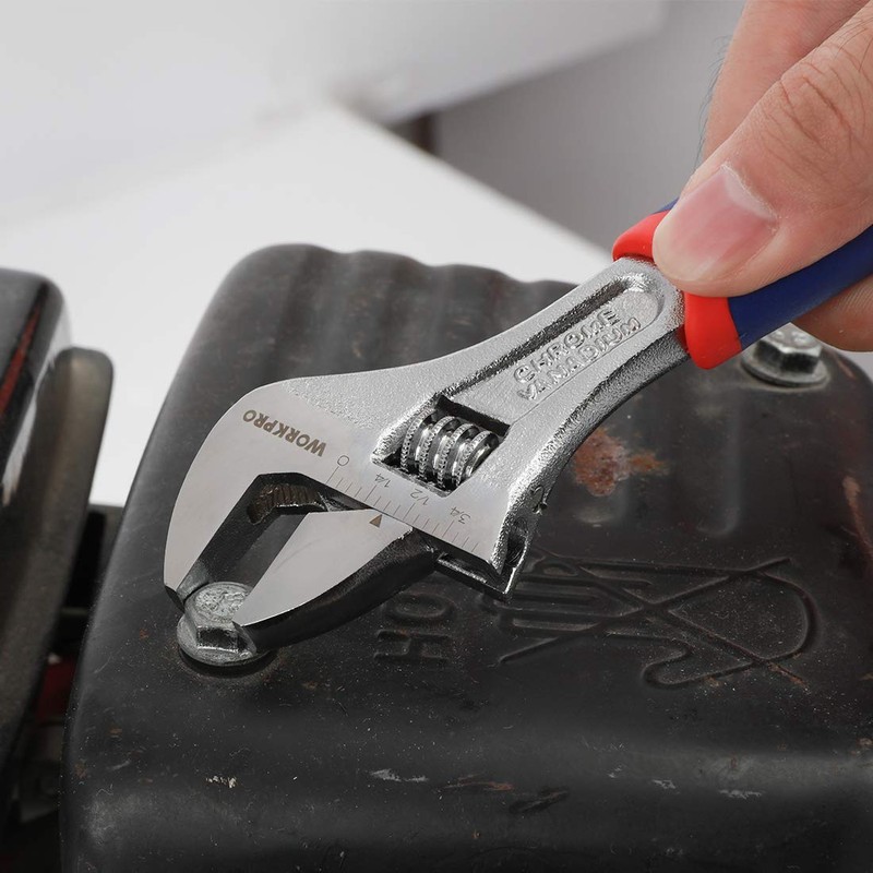 WORKPRO 3-piece Adjustable Wrench Set CR-V with Rubberized Anti-Slip Grips