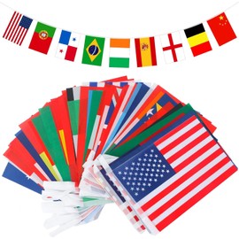 50 Countries String Flags, 15m International Banner Flag, Small Mini World Banner Flags for Sports Events, Bars Decorations, School Festivals, Party Decorations, Celebrations