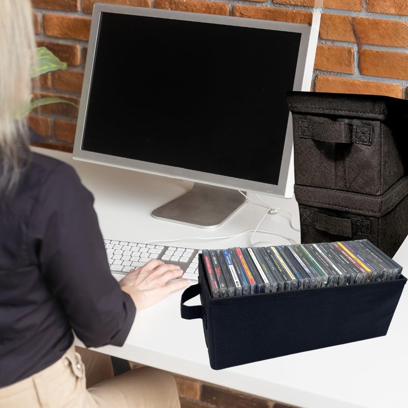 Evelots CD Storage Boxes (4 Pack) Durable CD Case Organizer