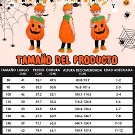 HomeChi Disfraz Calabaza para Niños y Niñas Halloween, Suave Disfraces de Incluye Camiseta Sin Mangas Gorro Zapatos, Traje de Bebe para Halloween Navidad Fiestas de Cumpleaños Espectáculos, 80CM