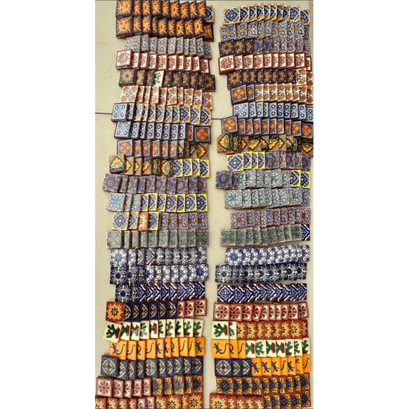 Escanver 100 Azulejos Talavera 10cm Diferente Colores Confeti Surtido