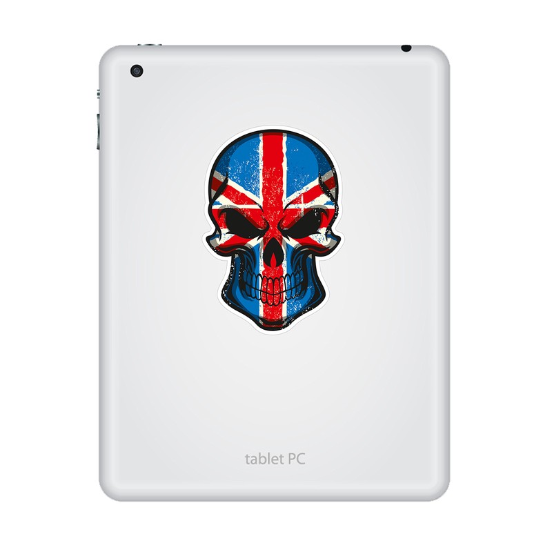 2 x Glossy Vinyl Stickers - Union Jack Flag Skull