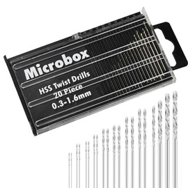 20 Pieces HSS Mini Micro Drill Bit Set 0.3-1.6mm Twist DrillBit Micro Steel Model Precision DIY Kit HSS Micro Twist Drill Bitfor Plastic Wood Soft Metal