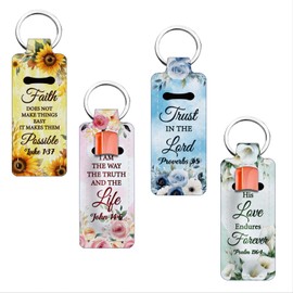 FREEBLOSS 4 Stück Lippenstift Balsam Halter Zum Aufclipsen Für Damen Chapstick Halter Schlüsselanhänger Blumen Textmuster Lippenbalsam Schlüsselanhänger Halter Mit Clip 1.5'' x 3.8''