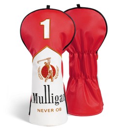 Mulligan Funny Golf Headcover Set of 4, Driver Head Cover DF3 Blade Putter Cover Fit 460CC Driver Fairway Wood Hybrid, Premium Protective Wood Head Covers for Men Upgraded Leather Made