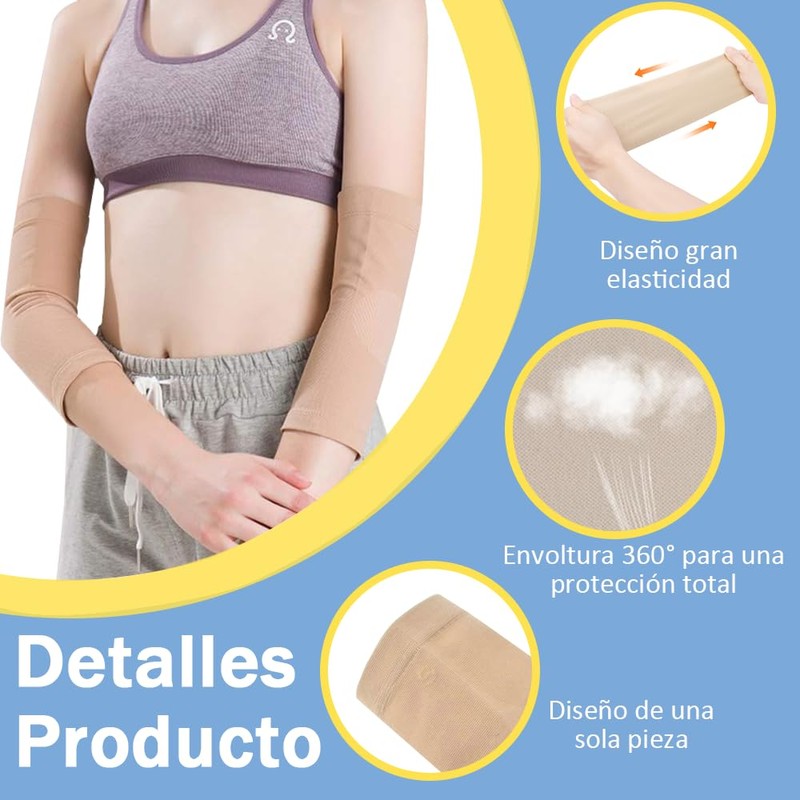 Manga de Compresión para Brazo Alta Elasticidad Transpirable Beige L