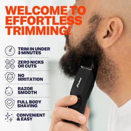 Freebird BeardSeries Trimmer for Men - Ultra Sharp Beard Trimmer with Precision Dial, Stainless Steel Blades, 40 Length Settings, Cordless & Rechargeable, for Beard, Hair, Body, & Intimate Grooming