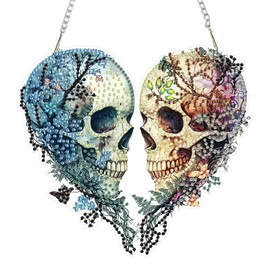 SENQAO Haloween Diamond Art Hanging Kits for Adults Beginners, DIY Acrylic 5D Special Shaped Crystal Diamond Gem Art Painting Hanging Ornament for Home Wall Decor and Gift（Skull Love）