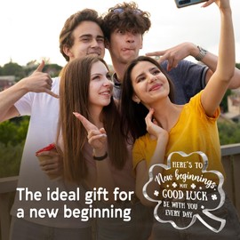 musaecoin New Job Gifts for Women, Good Luck Gifts, Inspirational Leaving Gifts Four-Leaf Clover Ornament with Motivational Quote, Encouragement Token for Colleagues Friends