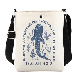 KUIYAI Christian Crossbody Bag Christian Gift Whale Shark Gift Ocean Messenger Bag（deep water