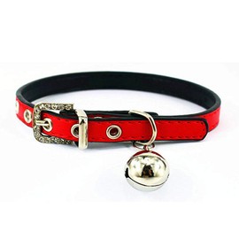 Cat Collar with Bell, Kitty Safety Collar, PU Leather, Pet Collar For Dogs, Cats, Puppies, Kittens, Width 0.4 inch (0.9 cm), Neck 5.9 - 8.3 inches (15 - 21 cm)