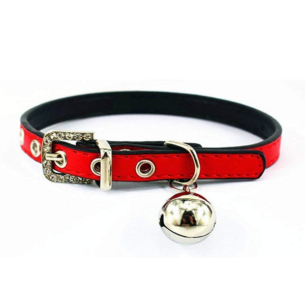 Cat Collar with Bell, Kitty Safety Collar, PU Leather, Pet