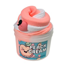Peachy Cream Snow Butter Slime 8 oz – Soft White & Peach Inflatable Slime with Peaches and Cream Scent – Beginner-Friendly Non-Sticky Sensory Toy Made in USA