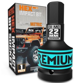 KIRXST Power Bit Insert Hexagon Socket 1 Inch H22 (22 mm) Impact Hex Bit Insert, CR-MO Steel, Suitable for Car Repair, Furniture Assembly, Machine Use