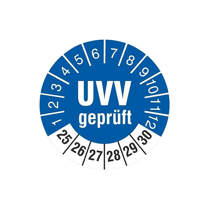 100 Test Badges UVV Tested Test 30 mm Test Labels