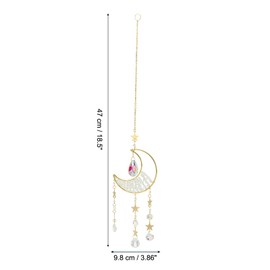PATIKIL Moon Sun Catcher Crystal Suncatcher Hanging Prism Wind Chime Indoor Outdoor Window for Home Car Garden Wedding Birthday Party Decoration White