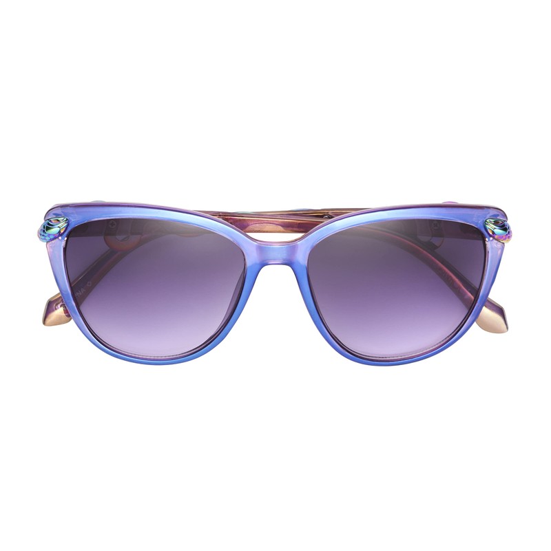 Betsey Johnson Women's Serpentine Cat Eye Sunglasses, Purple Crystal with