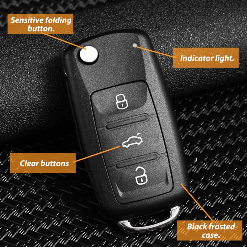 PNOOFR Car Key Casing, 3 Button Folding Car Remote Key,