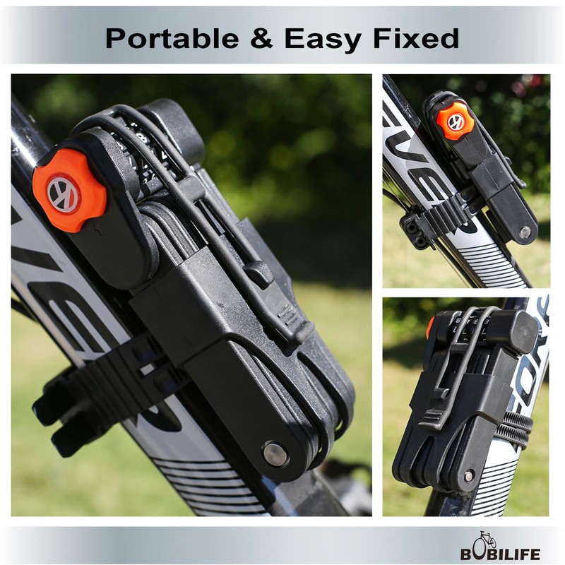 Foldable Bike Lock with Mount Bracket, 4-Digit Combination Anti Theft