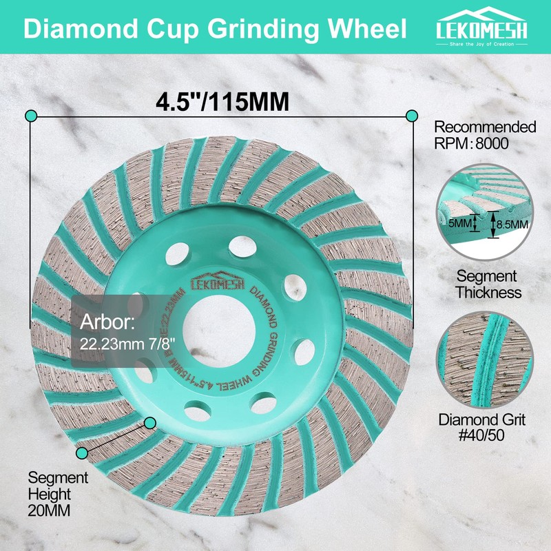 Diamond Grinding Wheel 115mm Turbo Segments Grinding Disc for Concrete