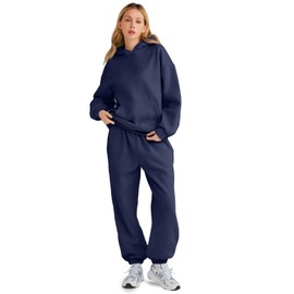 AUTOMET Sweatsuits Women 2 Piece Outfit Lounge Two Piece Sets Fall Fashion 2025 Tracksuits Oversized Sweatshirt and Sweatpants Casual Teen Girls Clothing Navy S