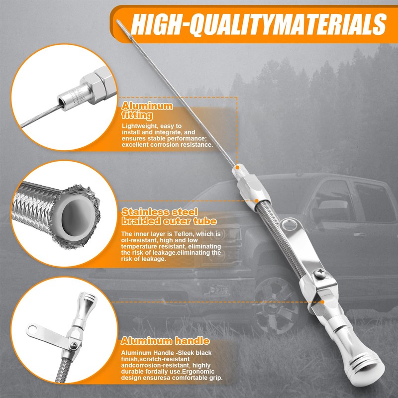 HAHAHA-Flexible Oil Dipstick Driver Side for 1955-1979 SBC Compatible with