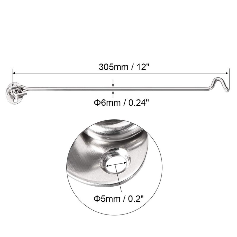 sourcing map 12" Cabin Hook Eye Latch Gate Door Swivel