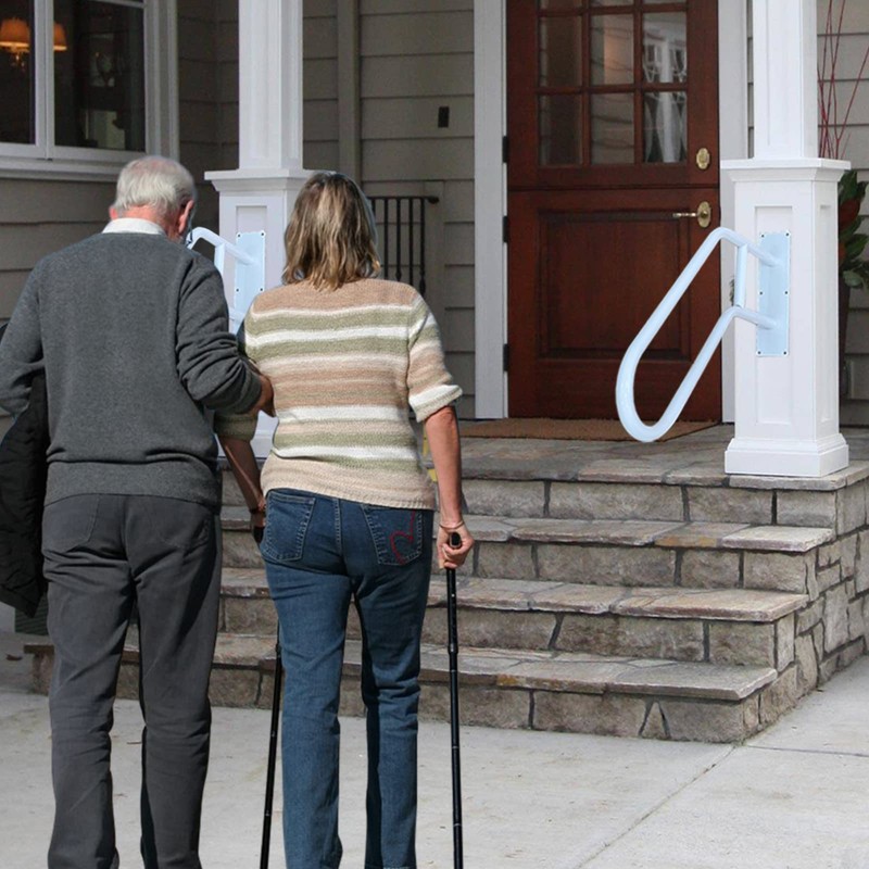 Outdoor handrail Wall Mount, Garage Railing with Polished White Finished,