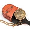 Engraved Pocket Compass with Leather Case – Inspirational Quote &
