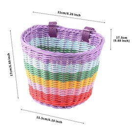 Kids Bicycle Basket Rainbow Bike Basket Cute Bicycle Handlebar Basket Cycling Baskets Front Basket with Straps Bike Accessories for Boys Girls Bicycle Trike Scooter Balance Bike