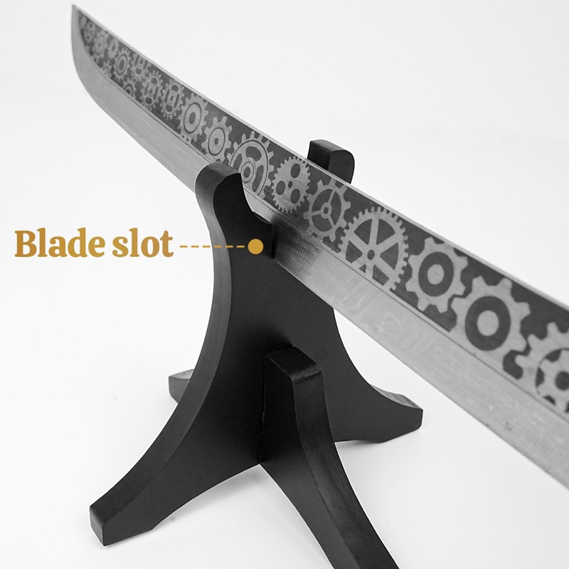 Elifinds Sword Stand with Blade Slot Wood Samurai Katana Holder