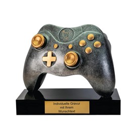 geschenke-fabrik.de trophy with engraving of your choice of text, gaming controller design