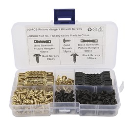 Herrajes para Colgar Cuadros, 100 Piezas de 4 Mm de Doble Orificio. Colgadores de Cuadros de Dientes de Sierra con Kit de Tornillos de 240 Piezas Para Colgar Marco de Fotos Reloj