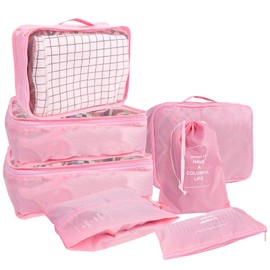 JANKOW Packing Cubes for Suitcases - 7 Pieces, Suitcase Organizer Bags Set, Space-Saving Luggage Organizers for Suitcase (Pink)