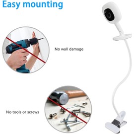 KHQBG Flexible Baby Monitor Mount for Nanit Pro Smart Baby Monitor & Flex Stand |No Tools, No Wall Damage, Portable with 360° Angle Adjustment (clamp)