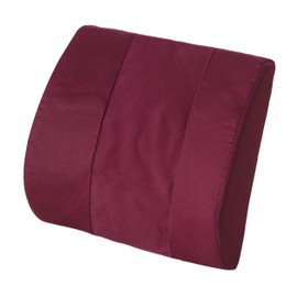 Essential Medical Supply Molded Lumbar Cushion with Elastic Positioning Strap in Burgundy