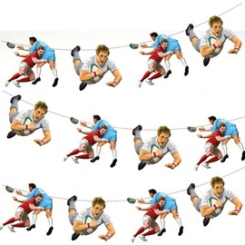 AK Giftshop Rugby Players Mix Bunting Party Decorations - 12pcs / 2.5m Ribbon