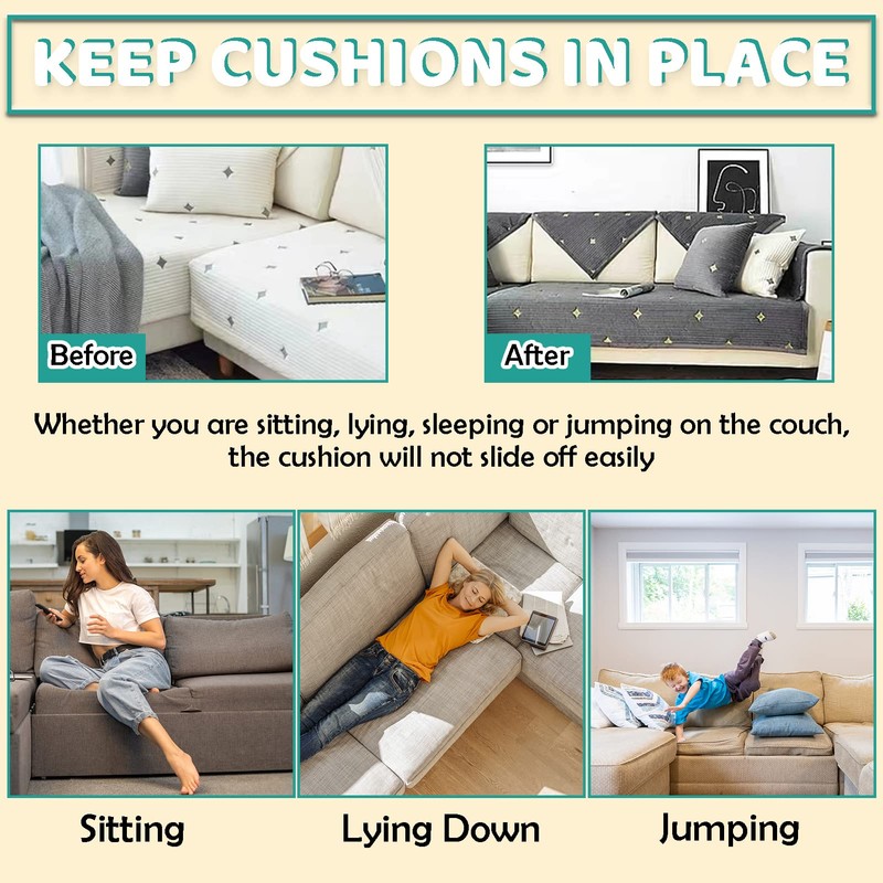 TEUVO 15cm(6") X 2m Couch Cushion Non Slip Pads to